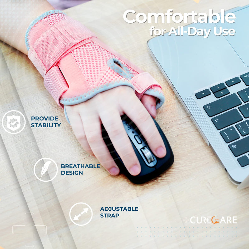 New Upgraded Thumb Splint for Right & Left Hand, Reversible Thumb Brace for Arthritis Pain And Support, Thumb Stabilizer for Sprains, Tendonitis Relief, One Size Fits Any Hand (Pink) Pink