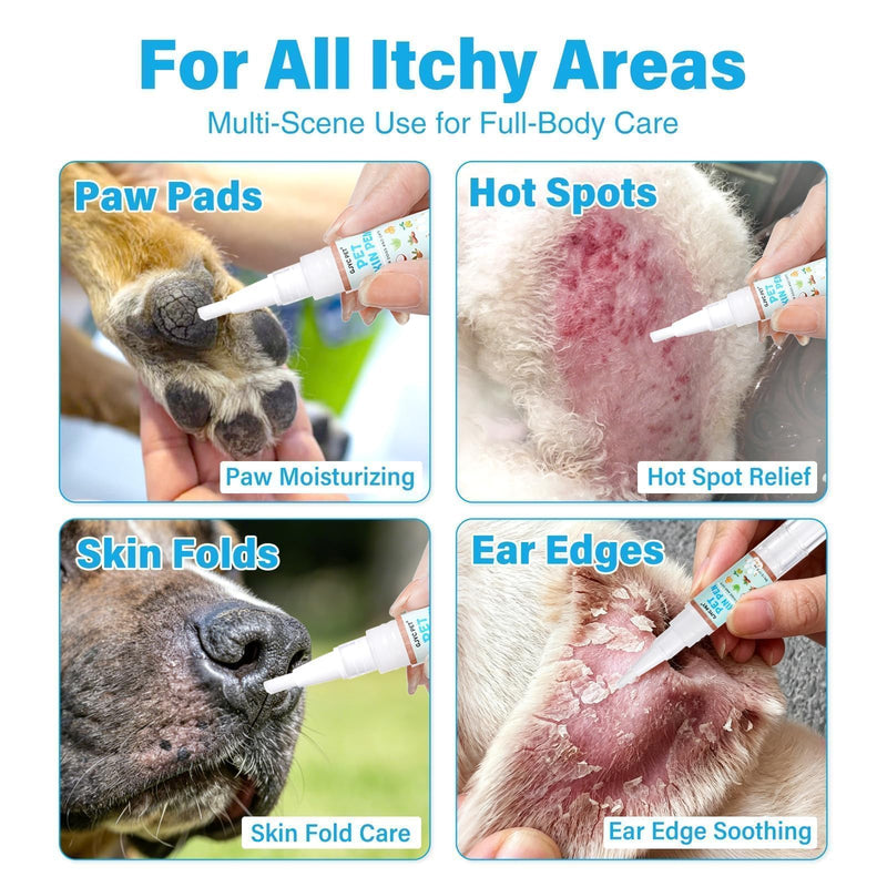 Dog Moisturizer for Dry Itchy Skin, Coconut Oil for Dogs & Cats- Hot Spot & Paw Moisturizer, Pet Skin Pen with Precision Applicator Brush, Soothes Itch, Heals & Promotes Hair Growth, Lick-Safe, 3 Pack 3*5ml(0.17 fl.oz.)