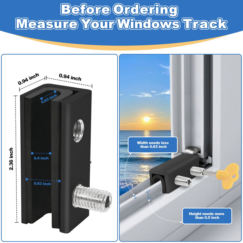 Jayseon 15 Pack Black Window Locks with Key, Adjustable Sliding Window Locks for Up and Down Windows & Horizontal Windows Stoppers Security Sliding Glass Patio Door Lock, Aluminum