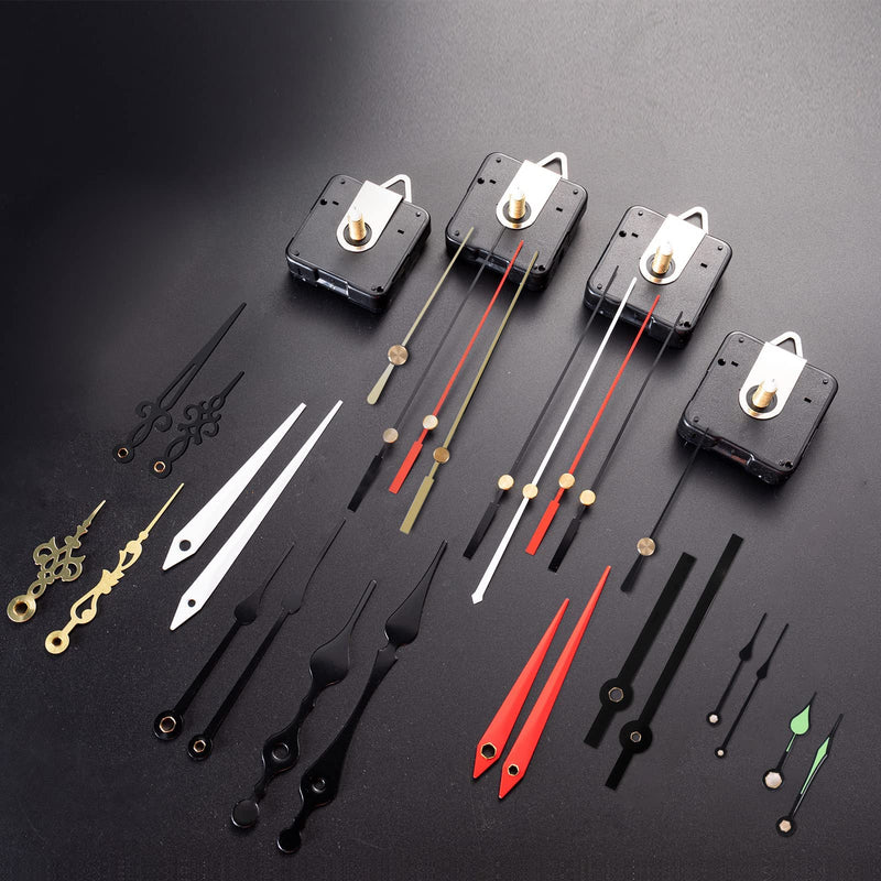 EMOON 6 Pieces Clock Mechanism Replacement Kit with 9 Pack Clock Hands, Silent Sweep Clock Motor Kit Battery Operated for Clock Repair DIY Replacement, Custom Clock Total Shaft Length 7/8 in