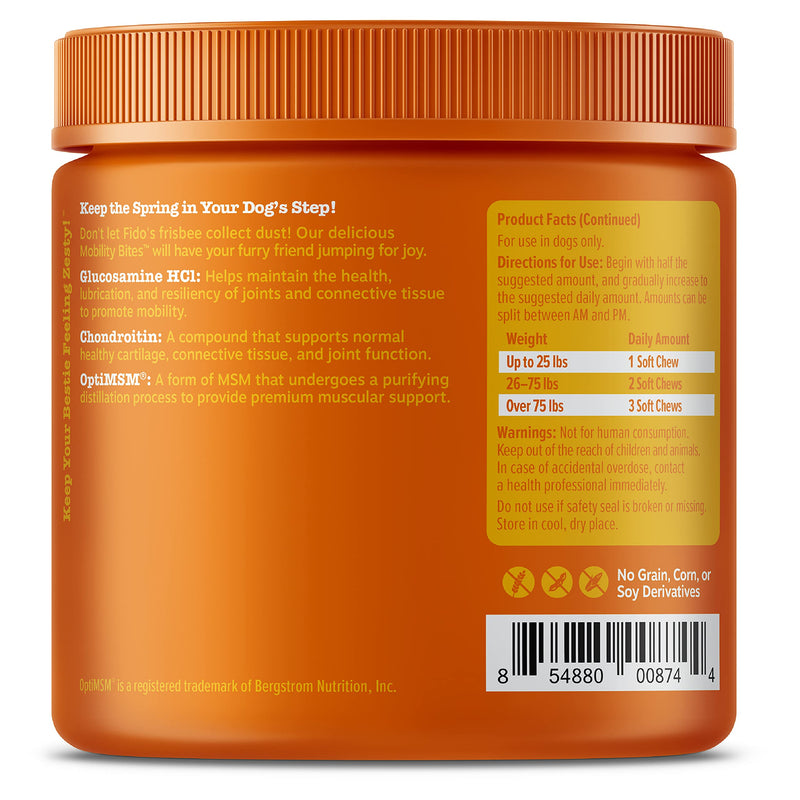 Zesty Paws Glucosamine for Dogs - Hip & Joint Health Soft Chews with Chondroitin & MSM - Functional Dog Supplement for Pet Mobility Support with Kelp + Vitamins C and E for Hips & Joints Bacon 90 Count (Pack of 1) - PawsPlanet Australia