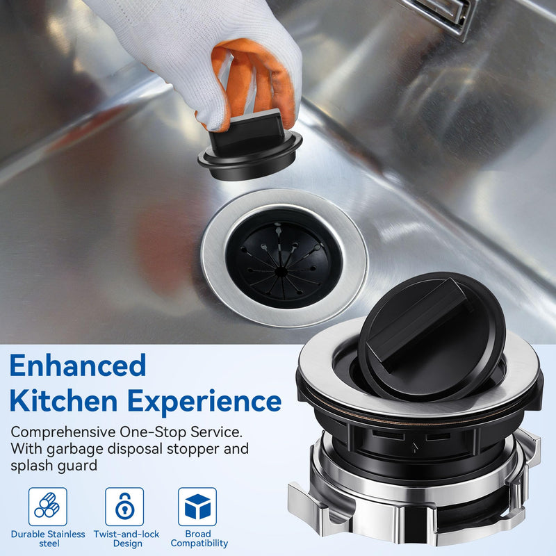 Garbage Disposal Sink Flange Kit with Garbage Disposal Stopper and Splash Guard, Garbage Disposal, Compatible with Waste King EZ Mount, Whirlaway and GE Models Garbage Disposal
