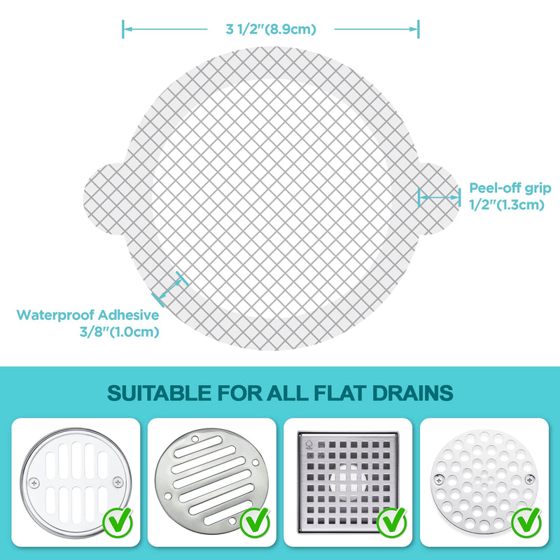 25 Pack, Disposable Shower Drain Hair Catcher Mesh Stickers 25
