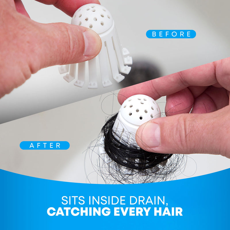 TubShroom Toss 21pk Disposable Bath Tub Drain Strainers - Hair Catcher Snare for Shower Bathtub to Prevent Clogged Drains, Traps Human and Pet Hair, One Year Supply (White) White