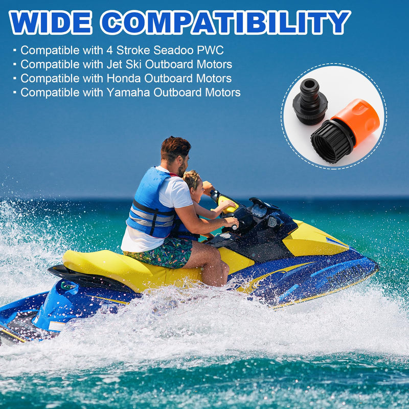Quick Connect Flush Kit for Sea-Doo, Jet Boat Engine Flush Adapter Compatible with 4 Stroke Seadoo PWC and Jet Ski, Honda Yamaha Outboard Cleaning Kit 2 Pack