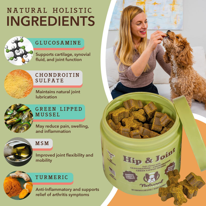 Natural Dog Company Canine Vitality Dog Vitamins and Supplements Bundle, Includes (1) Hip and Joint Chews Supplement-90 pcs cosequin for Dogs, (1) Ultra Omega Fish Oil 16 Oz Omega 3 Fish Oil for Dogs - PawsPlanet Australia