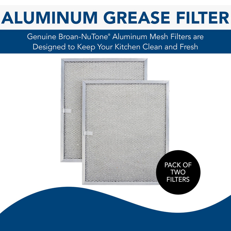 Broan-NuTone BPS1FA30 Aluminum QS1 Series Range Hoods, Kitchen Exhaust Grease Filter, 2 Count (Pack of 1), Grey, 2 Set 11.8" x 14.3" x 0.4"
