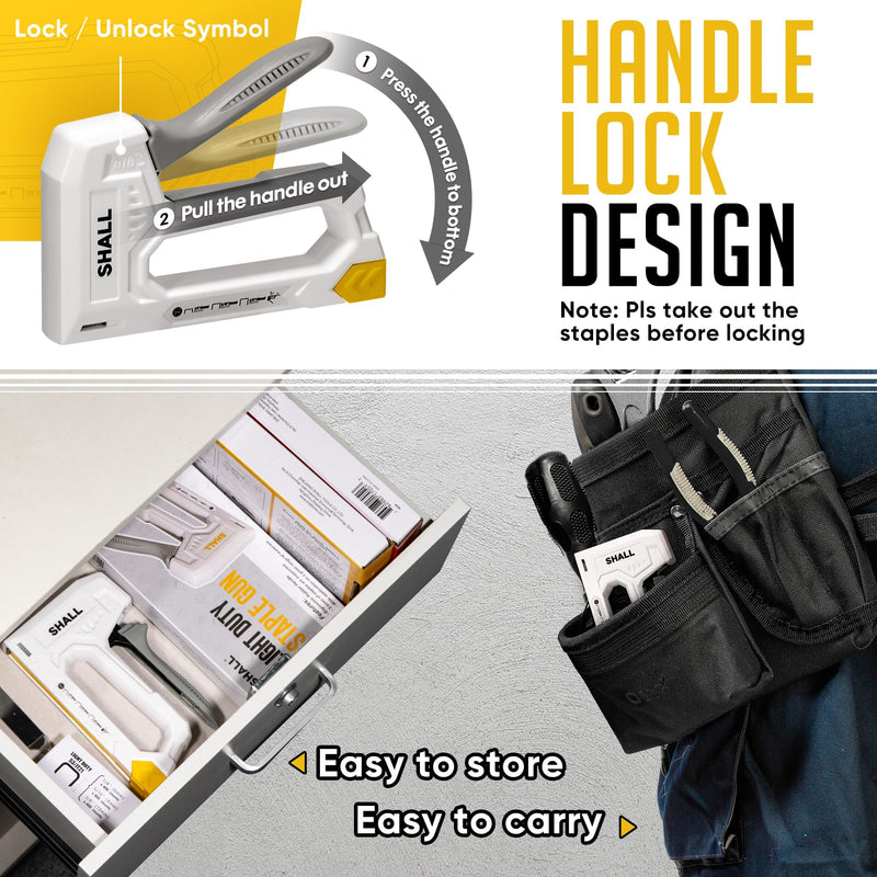 SHALL Light Duty Staple Gun for Wood - White Upholstery Staple Gun with 1600pcs JT21 Staples 1/4, 5/16, 3/8 inch and Staple Remover - Fabric Stapler Gun for Crafts, DIY, Decoration