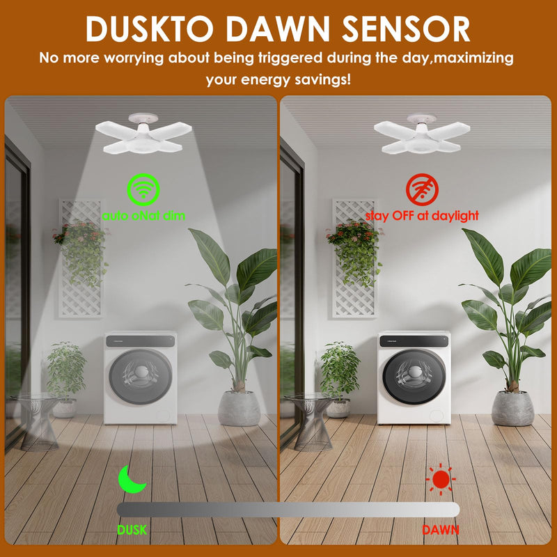 YWD Motion Sensor Garage Light, E26/E27 Screw-in Fixed Frequency Radar Led, Ceiling Mount LED Motion Activated Light for Garage/Shop/Porch - 60W 6000LM 6500K