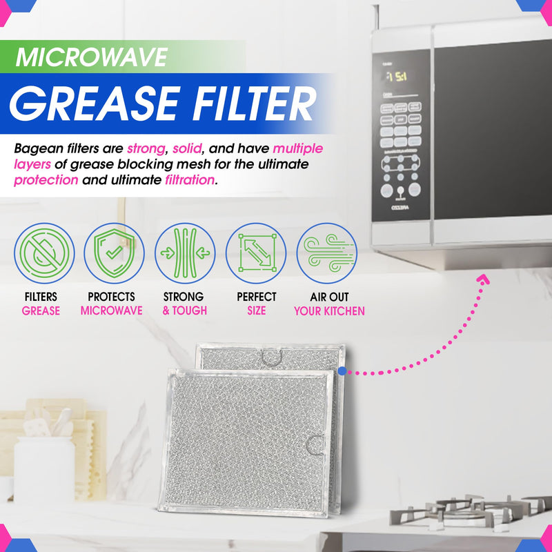 Microwave Filter Replacement 9" x 7.72" Fits WB6X486 GE Microwave Filter and Frigidaire 5304408977 - Aluminum Mesh Screen Grease Filter - Filters Air Entering Over the Range Oven Vent Fan (2-Pack) 2