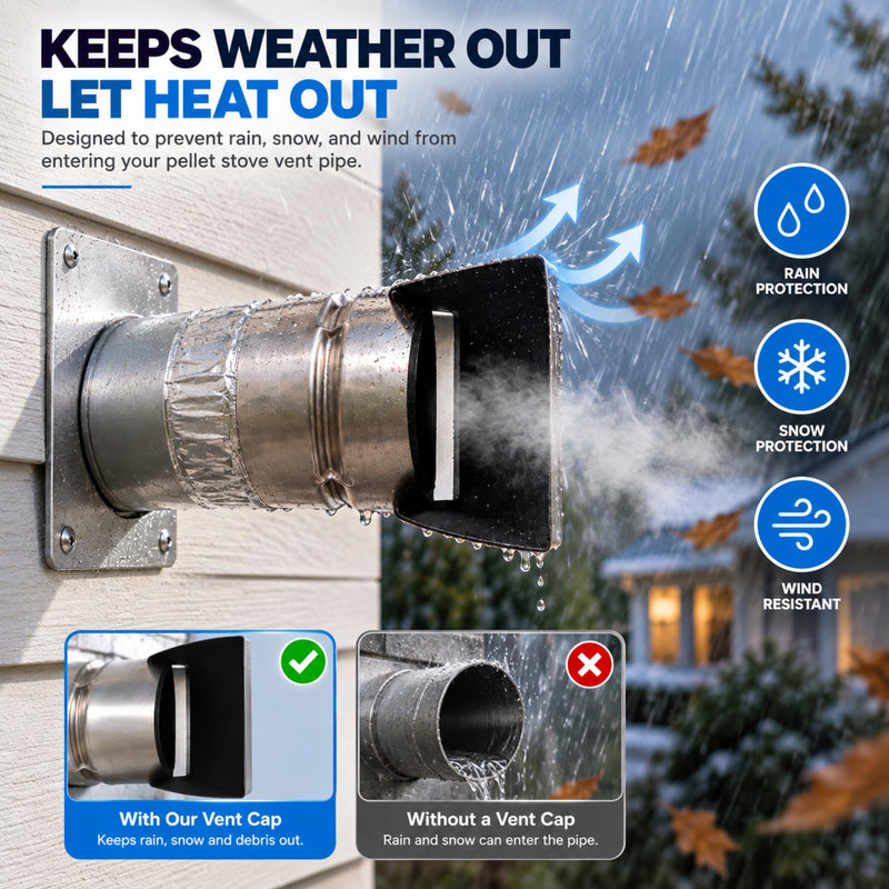 Sosation 3" Horizontal Pellet Stove Terminal Stove Pipe Cap Stainless Steel