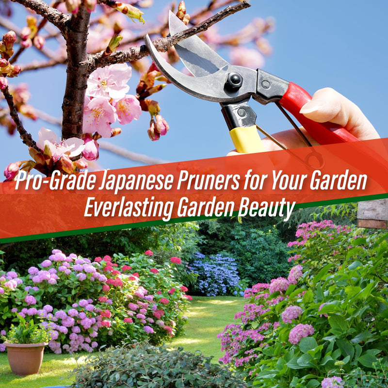 SUIZAN Bypass Pruning Shears 8” - Professional Japanese Hand Pruners Garden Scissors Gardening Tools