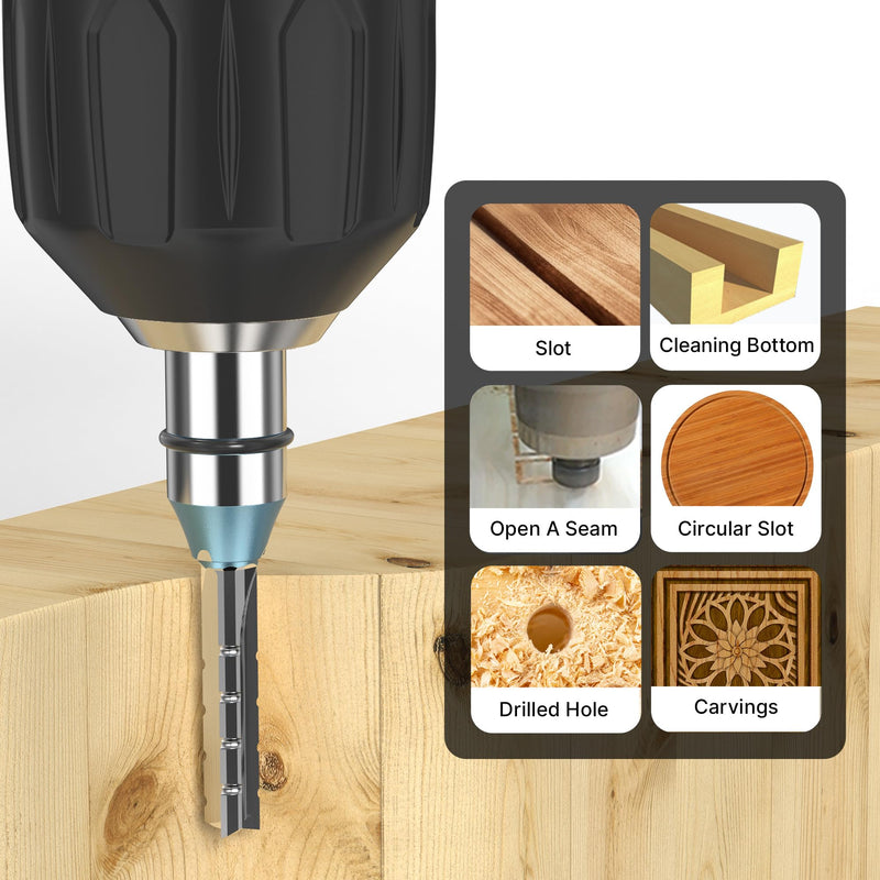 HUHAO TCT Straight Router Bit 1/2" Shank – 3 Flutes Slot Cutter Milling Cutter for Wood, CNC Trimming Slot Bits, TCT Cutters, 20mm Cutting Depth 1/2*12*20