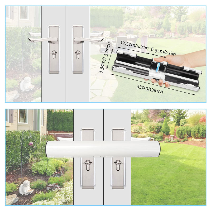 French Door Security Keyless French Patio Door Security Lock Aluminum Alloy Double Door Easy Install Double Door Handle Lock Only Works with 2 Horizontal Handles (with Alarm) White with Alarm