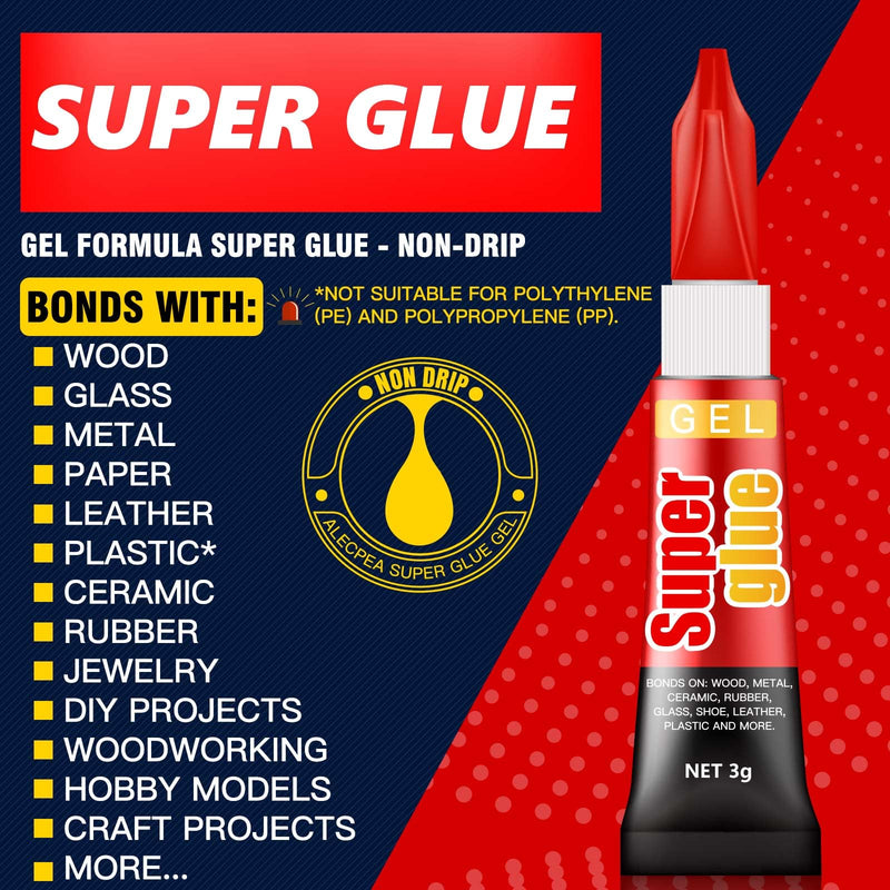 3 Gram (Pack of 12) Single use Super Glue Gel, Super Fast, Thick & Strong Adhesive Superglue, Cyanoacrylate Glue for Hard Plastics, DIY Craft, Ceramics, Frame, Leather, Metal Etc Pack of 12