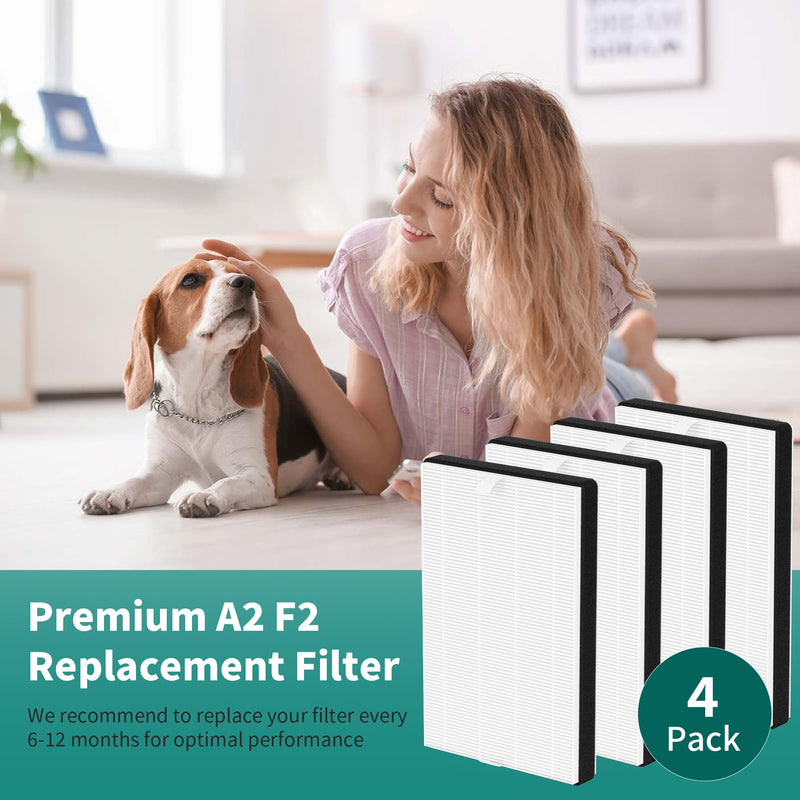 4 Packs F2 A2 True HEPA Replacement Filter Compatible with 3M Filtrete Room Air Cleaner Purifier Models FAP-C02-A2 FAP-C03-A2 FAP-T03-A2 FAP-C02WA-G2 FAP-C03BA-G2 FAP-T03BA-G2 FAP-SC02N 4 Packs