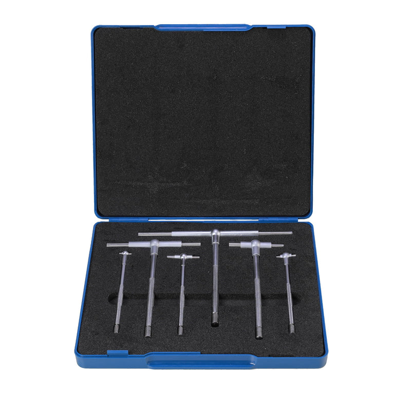 6 Pc Telescoping Gage Set Premium 5/16'' - 6" Range, High Precision T-Bore Hole Gauges, Satin Chrome Finished