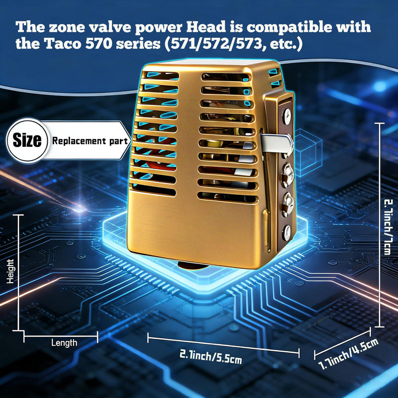 555-050RP Zone Valve Power Head Compatible with Taco 556/570 Series Zone Valves, Zone Valve 24V Actuator Compatible with Gold Series Taco Zone Valves in 1/2" - 1 1/4" sweat connections.