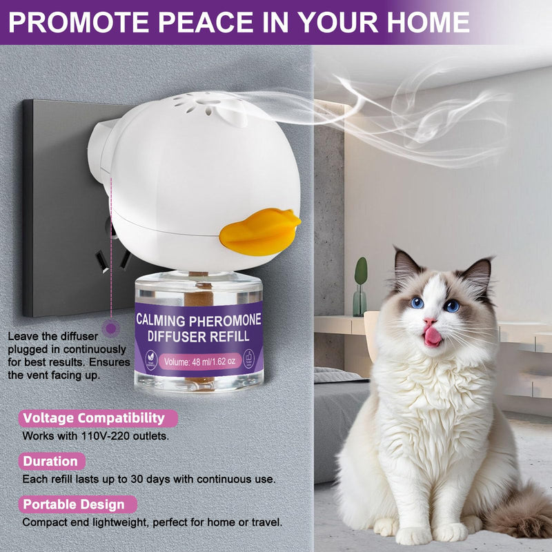 Calming Pheromone Diffuser for Cats Relieves Anxiety and Stress Calming 1 Diffuser for Cats 3 Refills, Reduces Fighting and Scratching Calming Relaxation