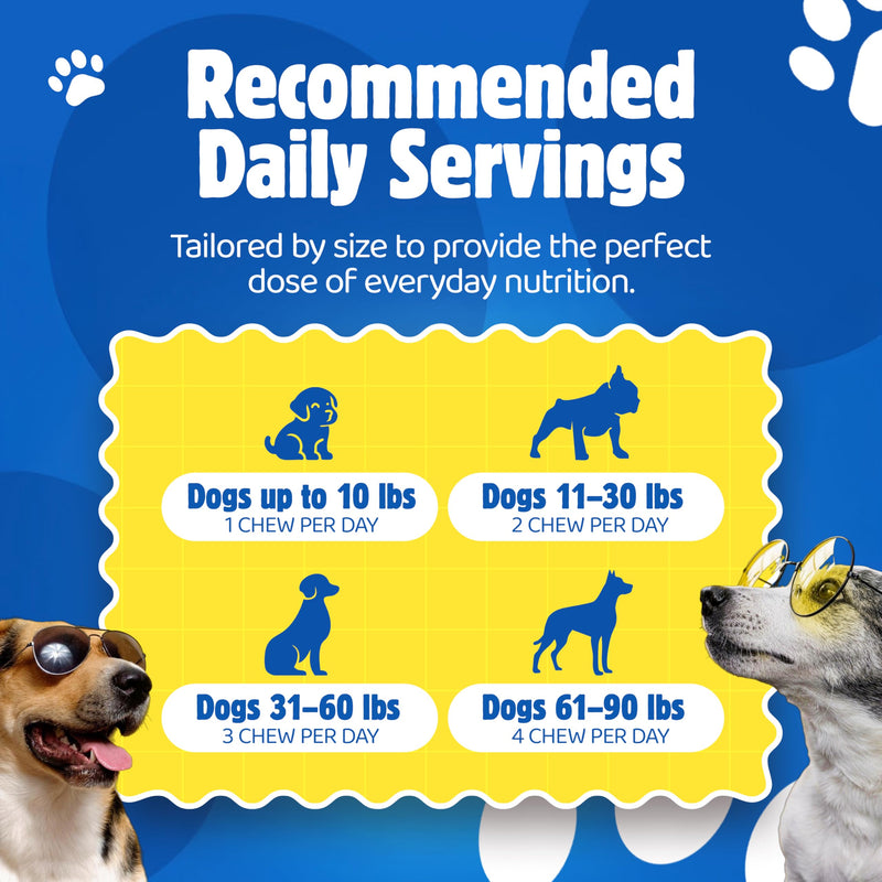 Enhanced Multivitachew – Dog Supplies Multivitamin Soft Chews with Glucosamine for Dogs – Supports Joints, Skin, Coat & Digestion – Dog Vitamins & Omega, Probiotics – 120 Bacon Chews