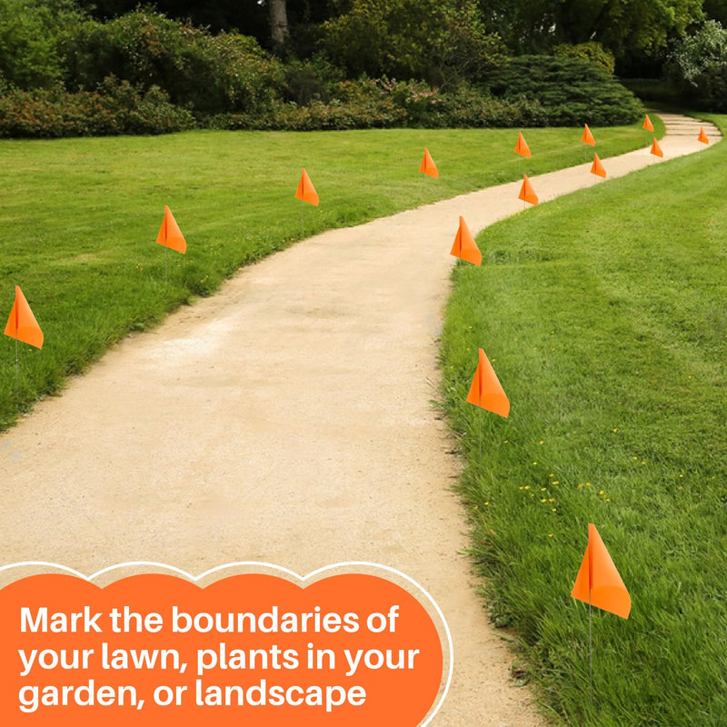 Marking Flags - 30 Pack Yard Flags 13x4x5 Inch Lawn Flags Markers Wire Flags for Marking The Ground Yard Marking Flags Flag Markers for Yard Utility Flags Irrigation Flags Fence Flags Orange Mark Flags