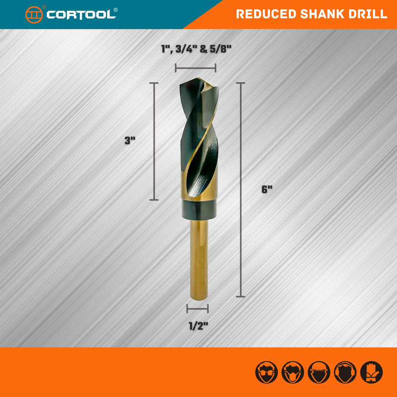 5/8 Inch Drill Bit | Reduced Shank High Speed Steel | 5/8 Drill Bit for Metal and Steel | HSS M2 Black & Gold Drill Bit with 1/2" Shank 5/8 Inch