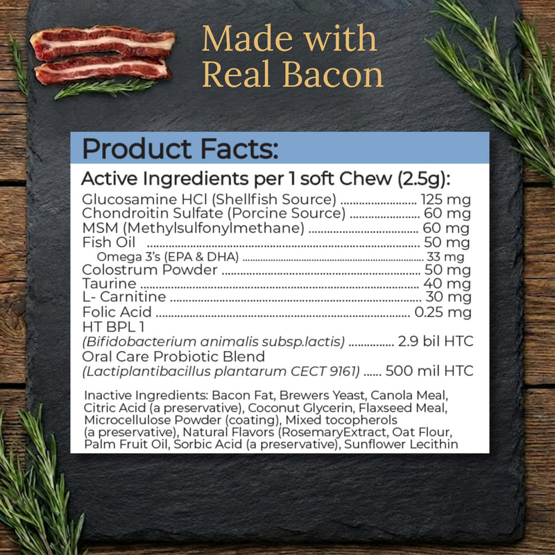 Cavalier King Charles Spaniel Multivitamins, 90 Count, Made in the USA with Real Bacon.