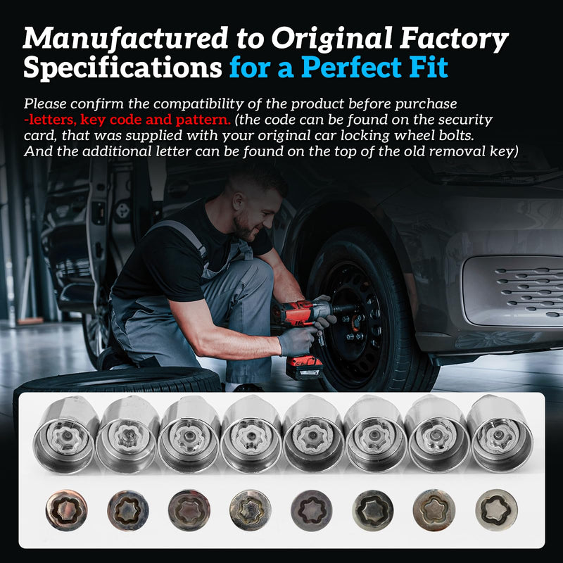 Lug Nut Key Compatible with Jeep,801 to 808 Wheel Lock Key 8PC
