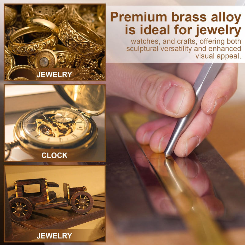 Zonon 5 Pcs Brass Strips, Brass Shim Stock Assortment 36" Length x 0.39" Width x 0.01" Thickness for DIY Crafts, Decorative Arts, Jewelry Making, Model Building and Electrical Applications 0.01 x 0.39 x 36 Inch