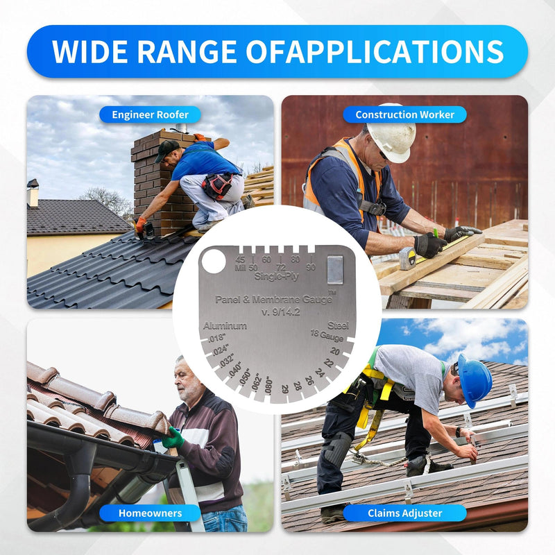 Upgraded Panel & Membrane Gauge Shingle - Stainless Steel Thickness Measuring Tool for Metal Roofing, Asphalt Shingles & Double Ply Membranes (1-Pack)