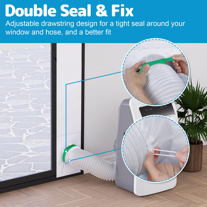Air Jade Portable Air Conditioner Sliding Door Vent Kit, Insulated Sliding Door AC Vent Kit with Mesh Vent, Adjustable Door Seal Kit from 76" to 92", Fits 4", 5" and 5.9" Duct & Hose, with Leaf Guard Fit up to 92 inches
