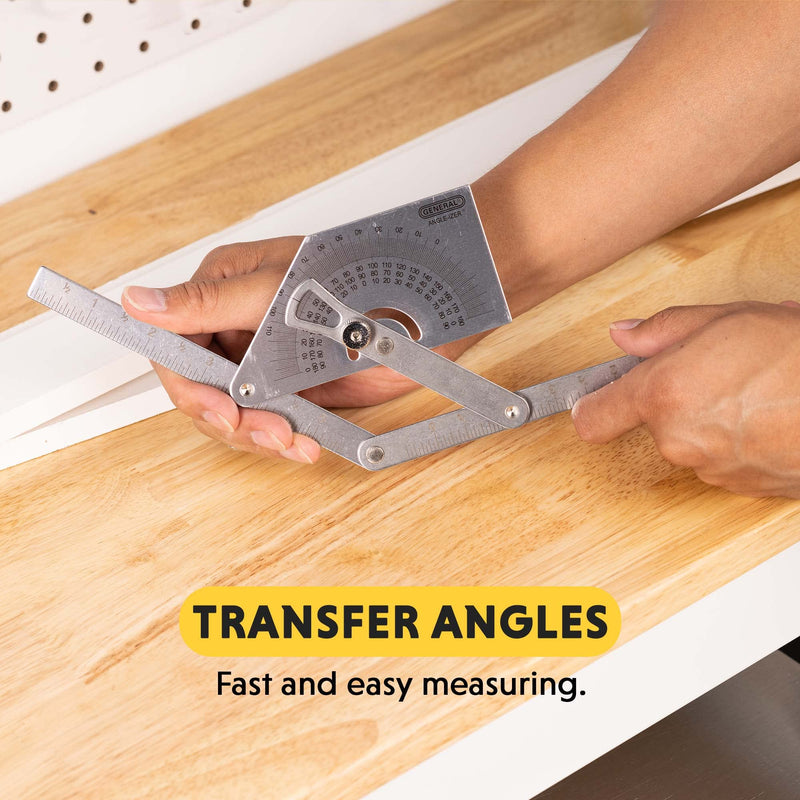 General Tools Protractor and Angle Finder #39, Stainless Steel, Outside, Inside, Sloped Angles, 0° to 180° - NewNest Australia