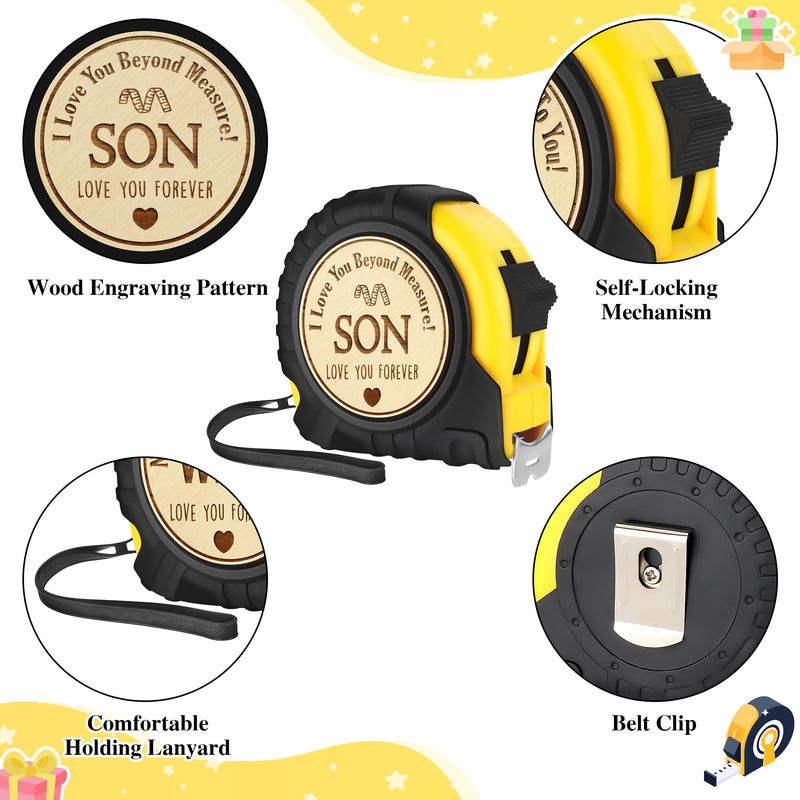 to My Son Gifts, Gifts for Son, Son Gifts from Mom Dad, Gifts for Grown Son from Mother Father, Cool Birthday Gift Ideas for Adult Sons, Christmas Graduation Tape Measure 25FT Tool Gifts