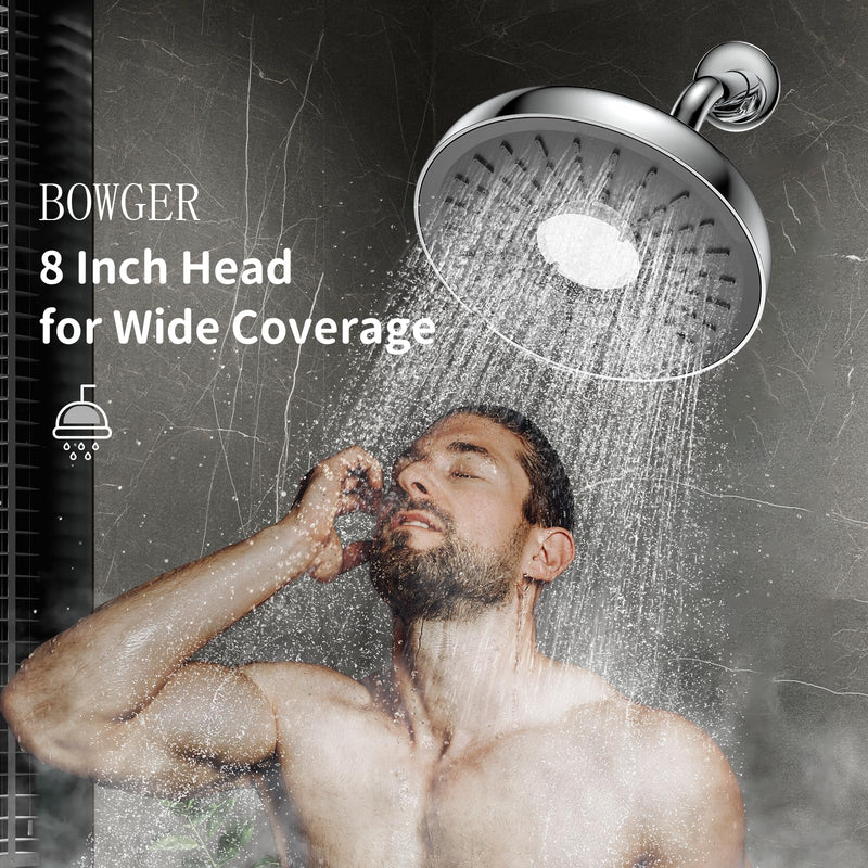 Filtered Shower Head - 8 Inches High Pressure Fixed Rain Showerhead with Filter - Dermatologists Recommend It to Soften Hard Water and Prevent Hair and Skin Problems-filtro para ducha de baño(Chrome) Pulished Chrome