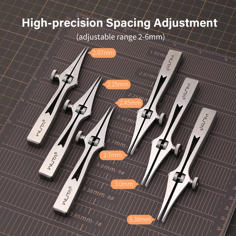 WUTA Leather Chisel All-Polished Pricking Iron Adjustable 2-6mm French Style Puncher Punching Tool (Adjustable 2 Teeth) 2 teeth [adjustable]