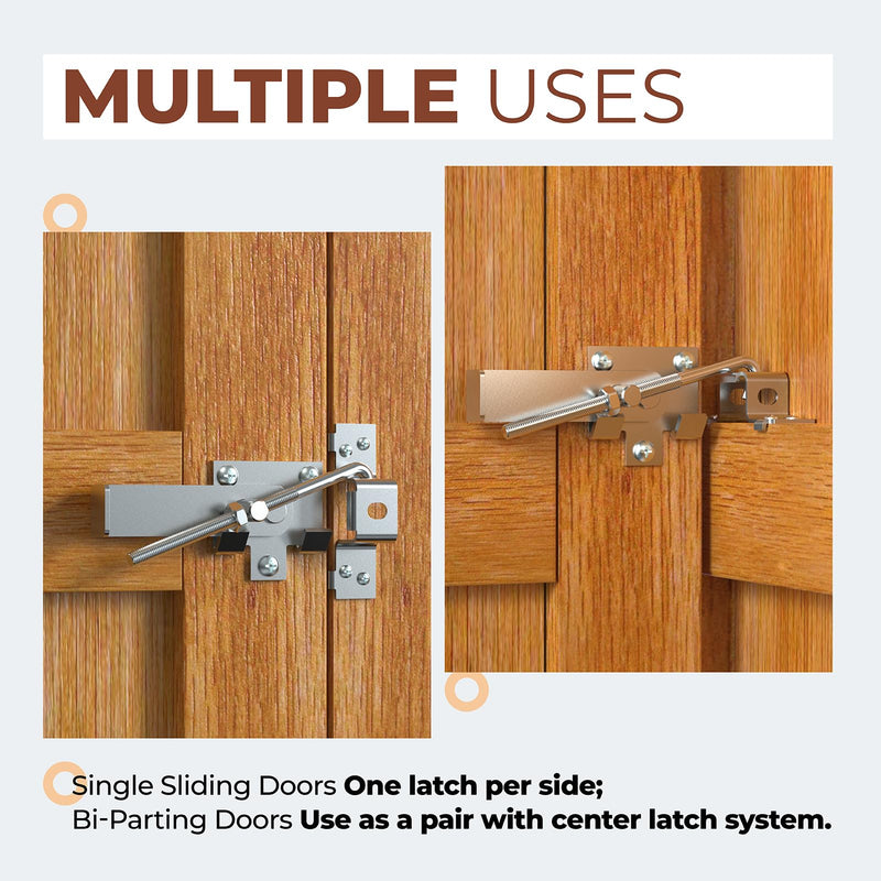 Barn Door Jamb Latch, Zink-Plated Barn Sliding Door Hardware Lock Latches with Hook for Bi-Parting Doors, Secure Farm Sliding Gates from Side, 7"