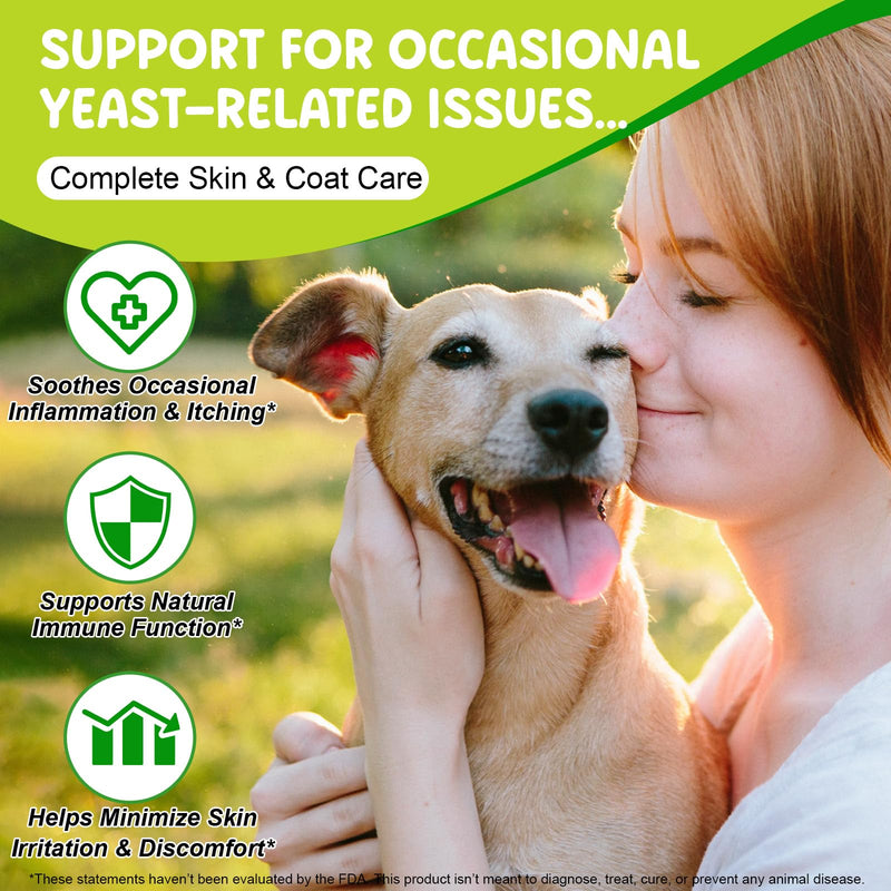Natural Dog Yeast Infection Treatment for Itchy Skin, Ears & Paws, Soothes Irritation & Relieves Discomfort from Allergies, Supports Healthy Itch Relief, Improves Coat & Skin, Herbal Supplement Drops
