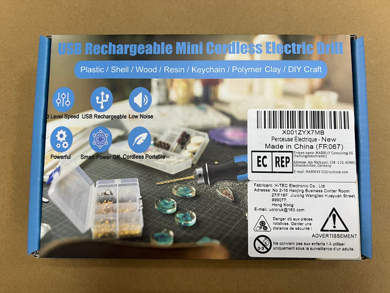 3-Speed Cordless Mini Drill Pen, Rechargeable DIY Electric Hand Drill with 10 Small Drill Bits, Micro Drill Set for Jewelry Making Stone Plastic Resin Keychains Blue Mini Drill Pen