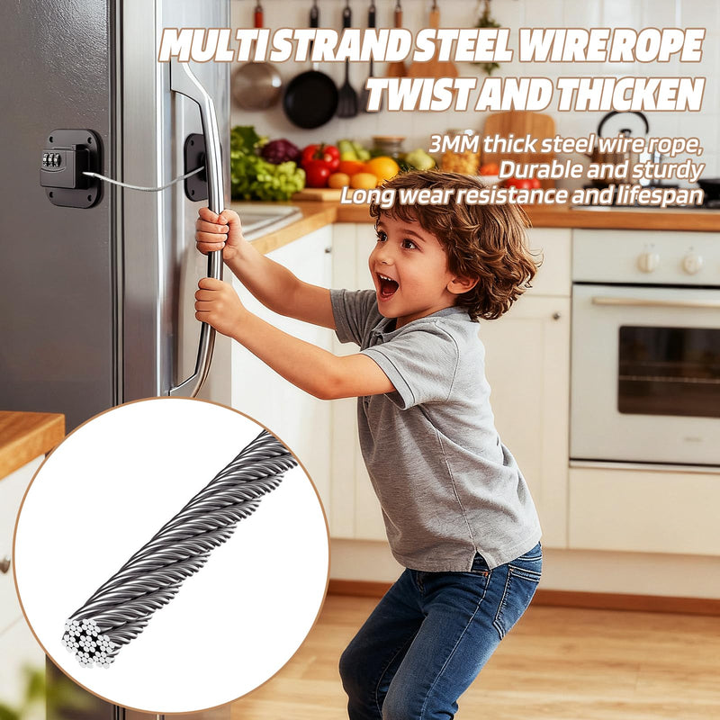 4 Set Refrigerator Lock for Kids Heavy Duty Fridge Locks Baby Proofing Combinatin Latch with Code for Cabinets Drawers Windows Safety Pantry Lock Easy Install No Keys Needed (4 Pack) 4 Pack