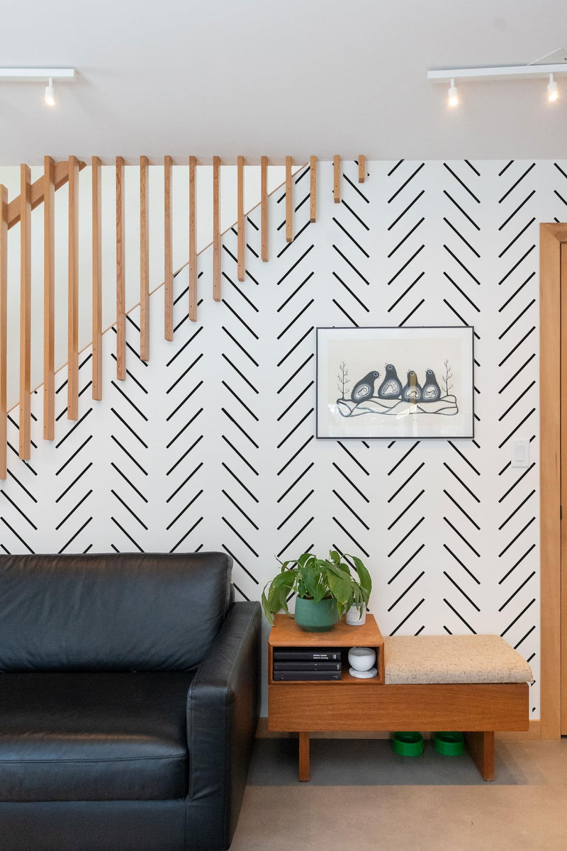 PINKIPO®, Simple Herringbone, (16"x40") XL Stencil, Large Wall Stencil, Modern Geometric Wall Stencils for Painting, Stencils for Walls, Chevron Wall Stencil Pattern