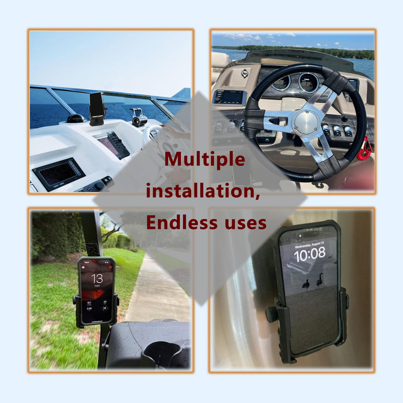 Boat Dash Mount Phone Holder Adjustable and Secure Marine Smartphone Mount-Fit Most Smartphones,Comes with Multiple mounting Options