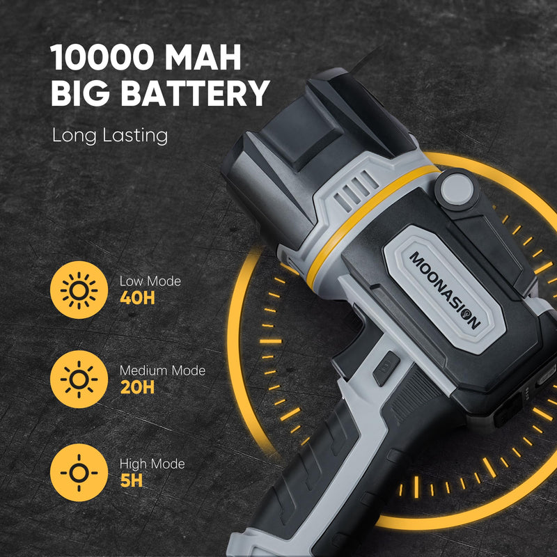 Rechargeable Spotlight 1000000 Lumen, Super Bright 9 LED Spotlight Flashlight with COB Light & Foldable Stand, Long Lasting Large Handheld Spot Light for Boating Camping Boat Marine - NewNest Australia