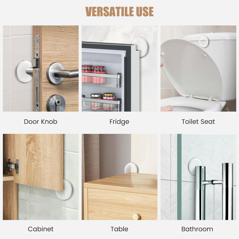 Crosize 8 Pieces 2" Door Stoppers for Wall, No-Falling Door Knob Wall Protectors, Strong Adhesive Door Bumpers, Clear