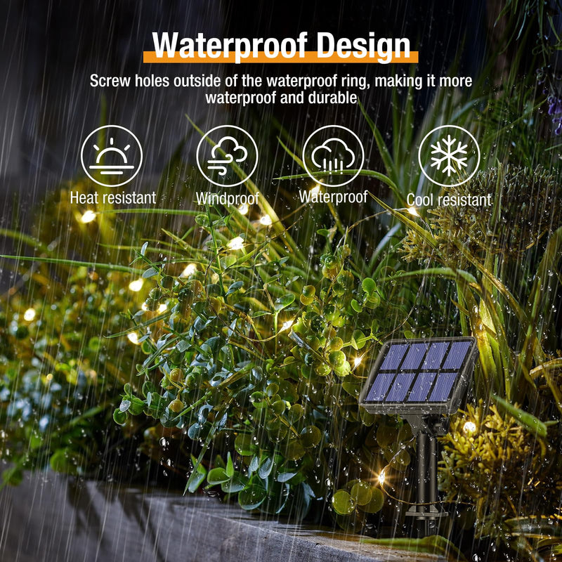 4 Pack Solar String Lights Outdoor - 320LED 132FT Solar Fairy Lights Waterproof 8 Modes, Copper Wire Solar Powered Twinkle Lights for Outside Tree Garden Christmas Wedding Party Decor (Warm White) Warm White 4 Pack