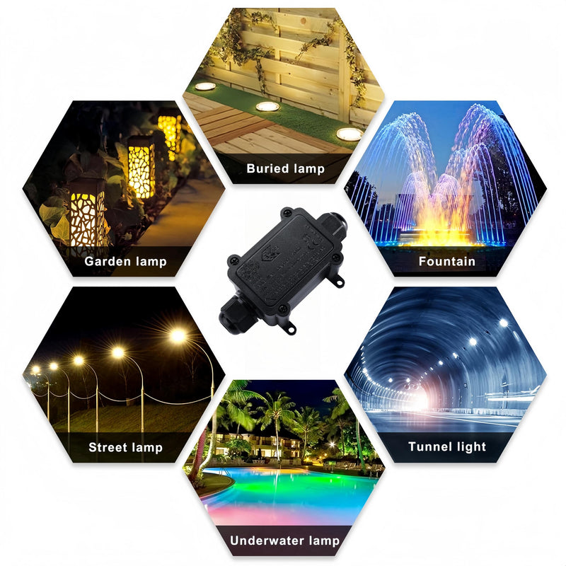 IP68 Waterproof Junction Box,2-Way Waterproof Splice Box Outdoor with 2 Cable M20 Gland Wire Connector Electrical Junction Box for 4-12mm Diameter Cable, Black 2Way(Small) M20 1Pack