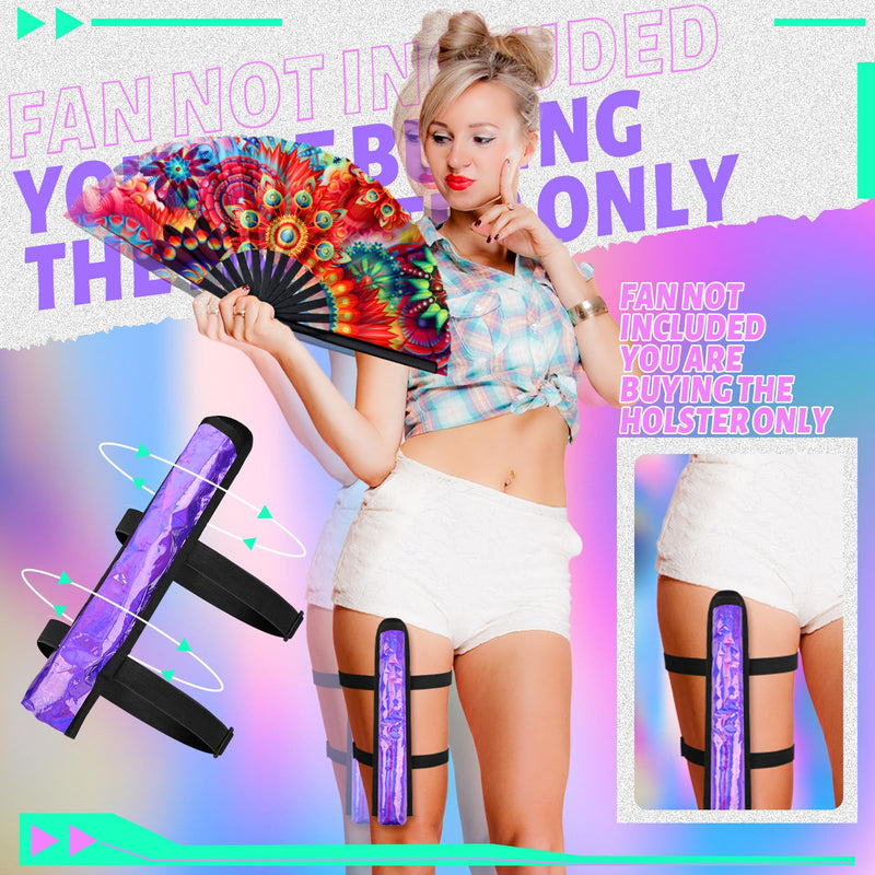Rave Fan Thigh Holster with Adjustable Straps Iridescent Style
