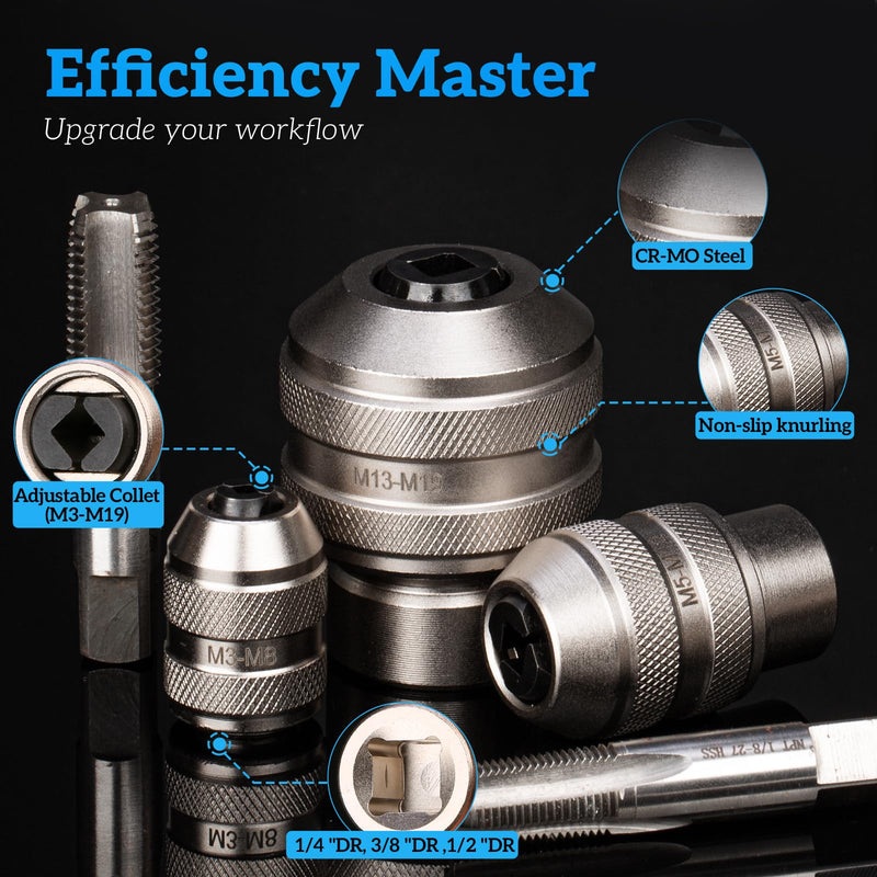 Tap Sockets,3 Pieces Tap Extractor,Adjustable Extraction Tool,Tap Handle for Taps,Reamers,Screw Extractors 3-piece