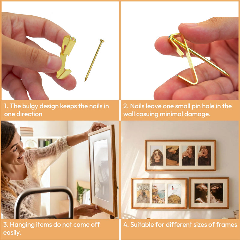 184-Pieces Picture Hanging Kit – Includes 20lb, 30lb, and 50lb Wall Picture Hangers with Metal Hooks and Nails for Drywall, Wood Walls and More
