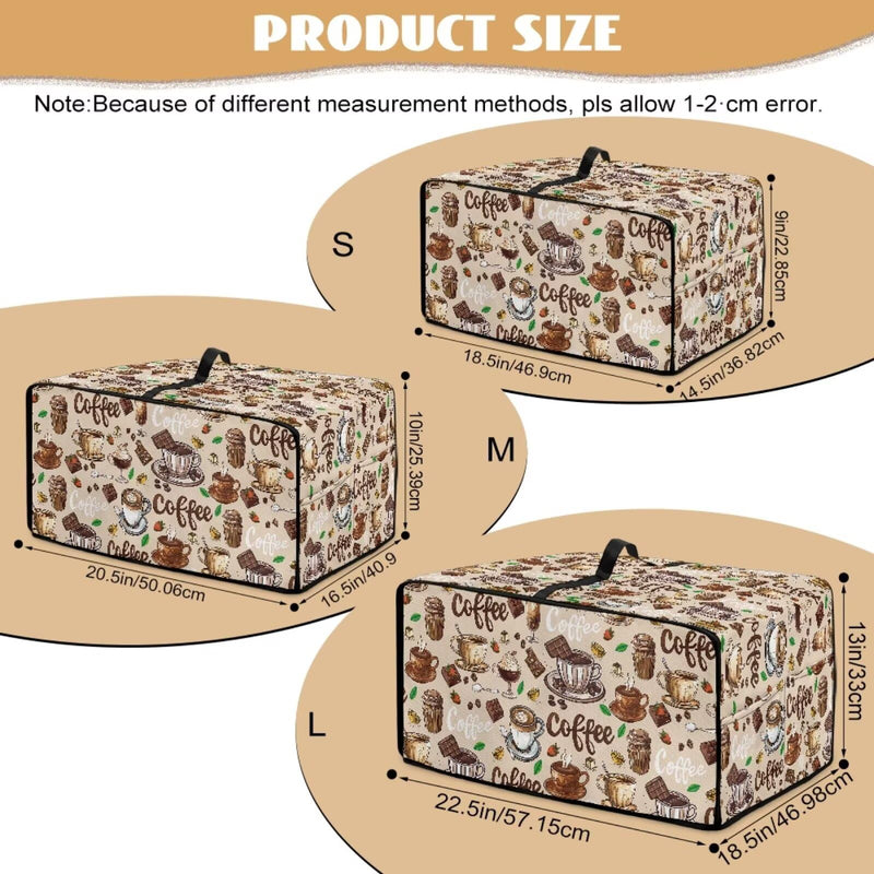 Coffee Chocolate Cake Print Toaster Oven Cover with Top Handle, Heavy Duty Dust-proof Microwave Oven Cover Compatible with Most Toasters Ovens (Medium-14.5 * 18.46 * 9 inches) M-16.1*19.71*10 inches Brown-Coffee Chocolate Cake Print