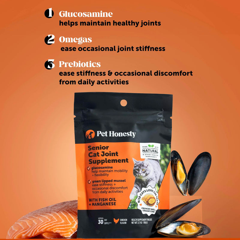 Cat Hairball Support + Cat Hip & Joint Support Dual Texture Chew Supplement Bundle - Hairball Solution, Supports Skin & Coat and Digestion, Glucosamine Joint Support Supplement